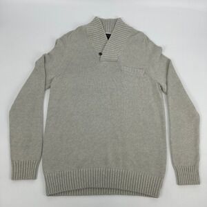 Banana Republic Sweater Men's‎ M Beige Shawl Collar Button Neck Pullover M